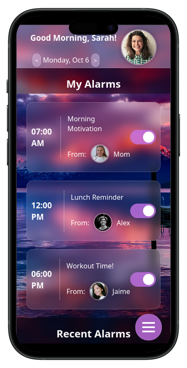 Momento video alarm clock app